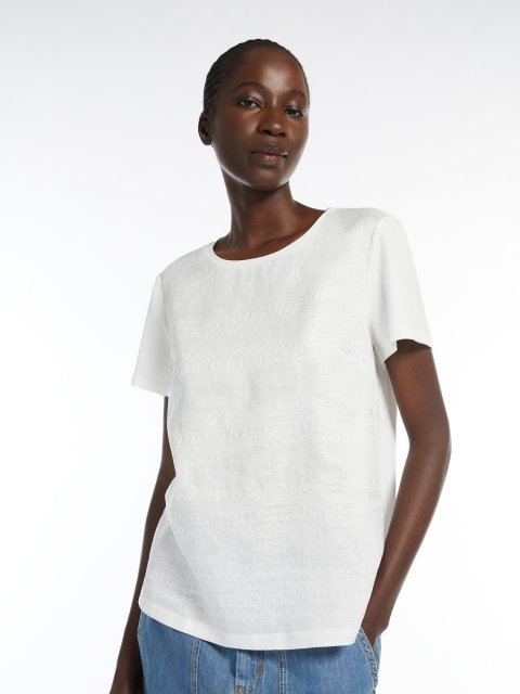 Біла футболка Weekend Max Mara з бавовни та льону: фото 4 - Invogue