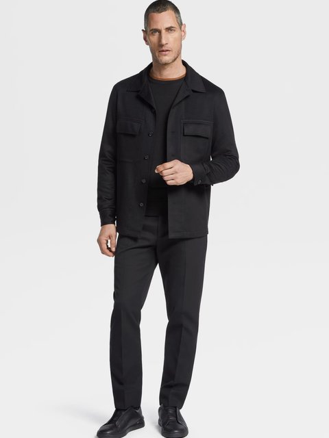 Черная рубашка Zegna из кашемира с нагрудными карманами: фото 4 - Invogue