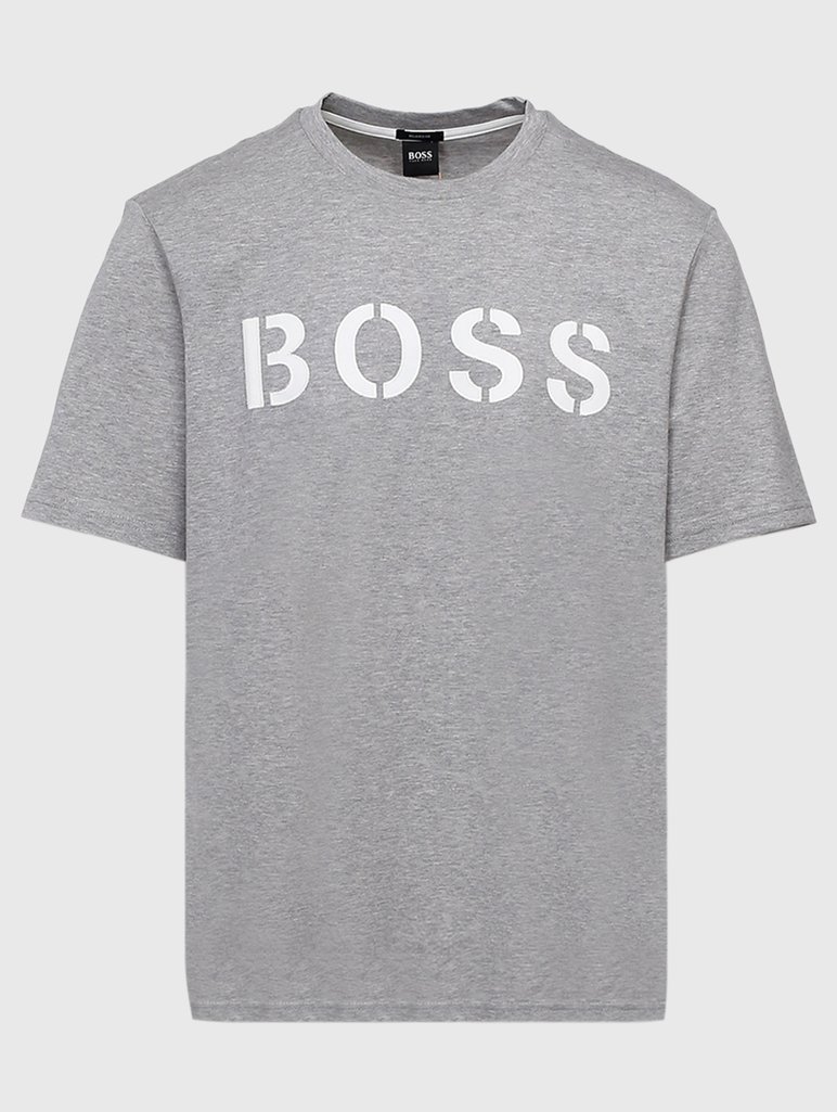 Серебристая футболка BOSS: фото - Invogue