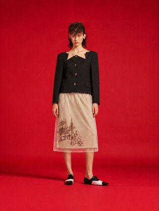 Белая юбка Pushbutton из полиэстера и нейлона: фото 1 - Invogue