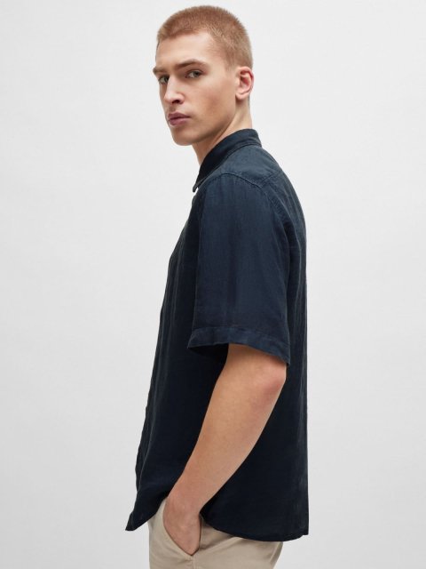 Тёмно-синяя рубашка BOSS: фото 4 - Invogue