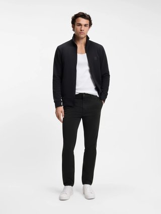 Черные брюки BOSS из хлопка и эластана: фото 1 - Invogue