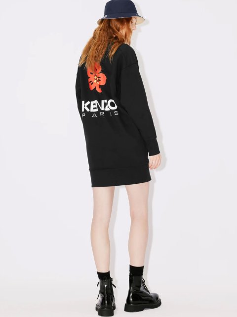 Чорное платье-кардиган KENZO с принтом Boke Flower: фото 2 - Invogue