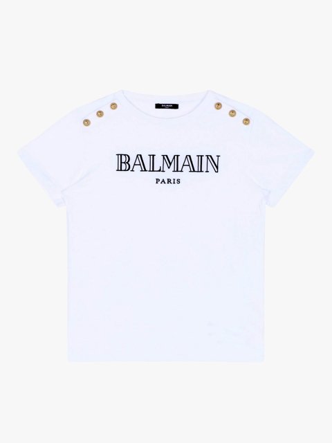 Біла футболка BALMAIN KIDS з логотипом: фото - Invogue