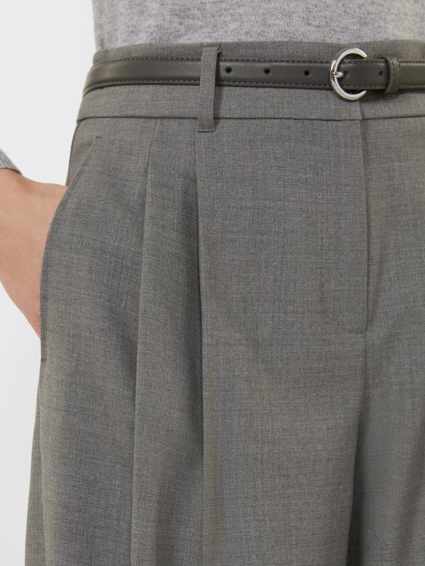 Сірі брюки MAX MARA з еластичної вовняної саржі: фото 4 - Invogue
