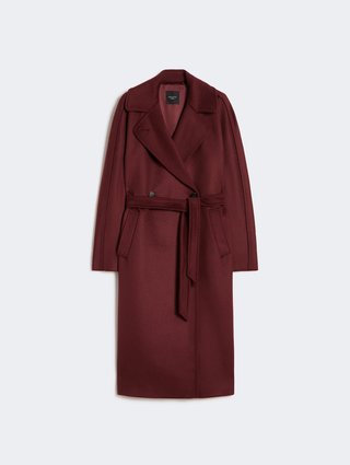 Бордовое пальто WEEKEND MAX MARA из чистой шерсти: фото - Invogue