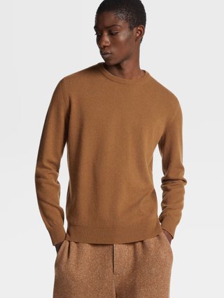Карамельный джемпер Zegna из кашемировой пряжи: фото 4 - Invogue