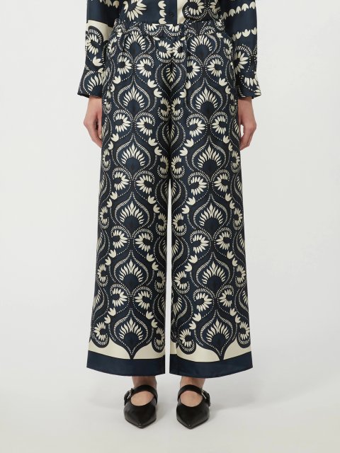 Темно-синие брюки WEEKEND MAX MARA из чистого шелка: фото 2 - Invogue