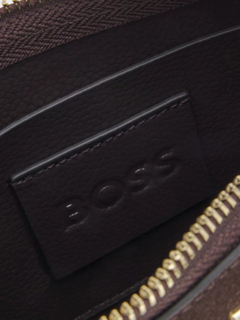Темно-коричневая сумка с монограммой BOSS из замши: фото 5 - Invogue