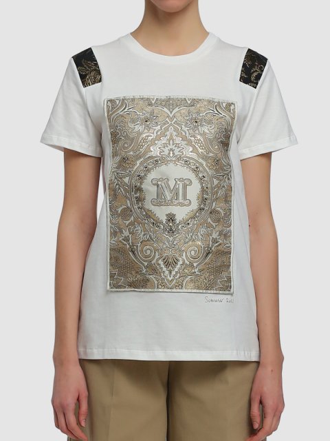 Белая футболка MAX MARA: фото 3 - Invogue