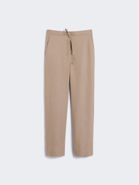 Кремовые брюки MAX MARA из эластичной шерсти: фото - Invogue