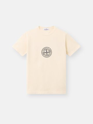 Молочна футболка Stone Island з бавовни з принтом: фото - Invogue