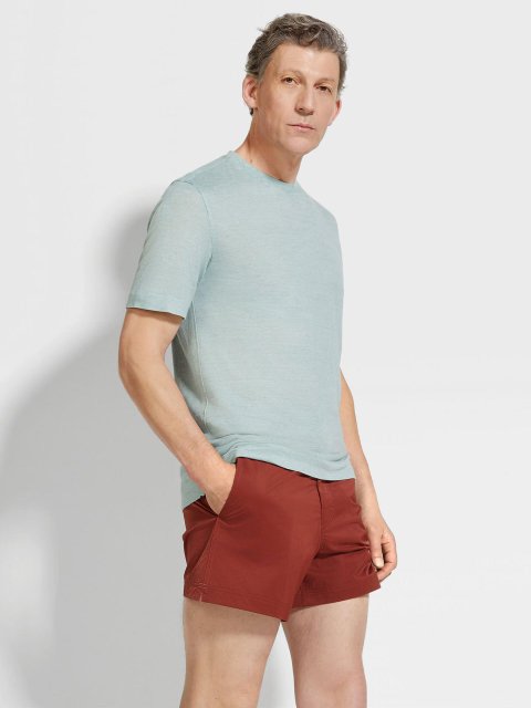 Блакитна футболка ZEGNA з льону: фото 3 - Invogue