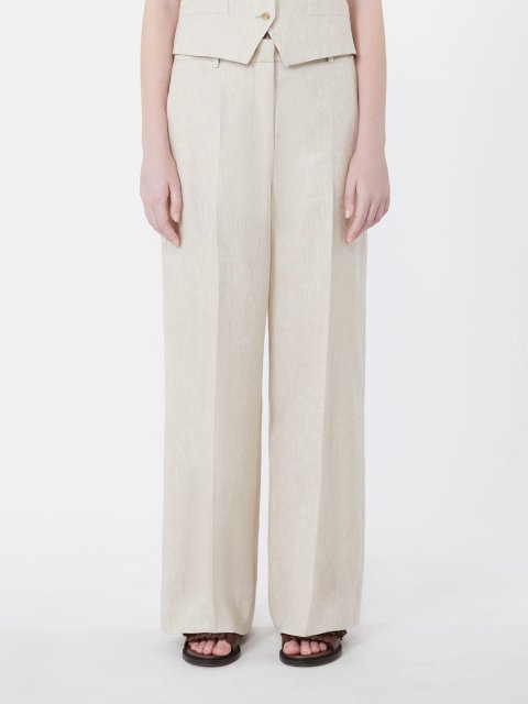 Кремові брюки зі стрілками Weekend Max Mara з льону: фото 2 - Invogue