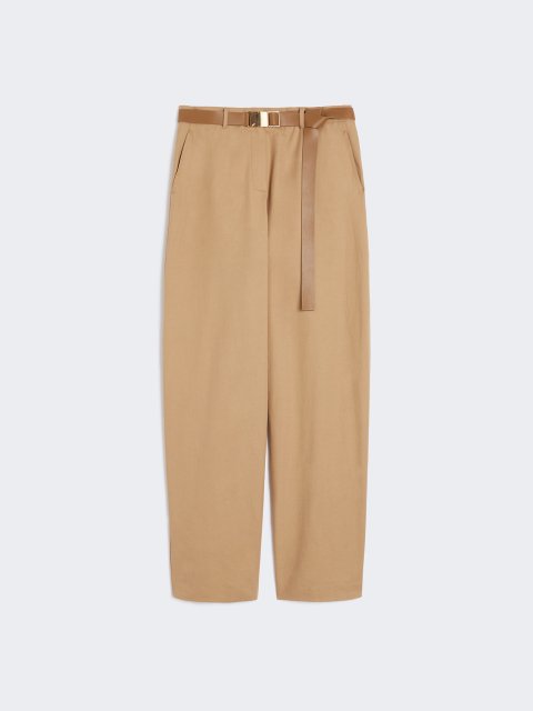 Темно-бежеві брюки MAX MARA з бавовняної саржі: фото - Invogue