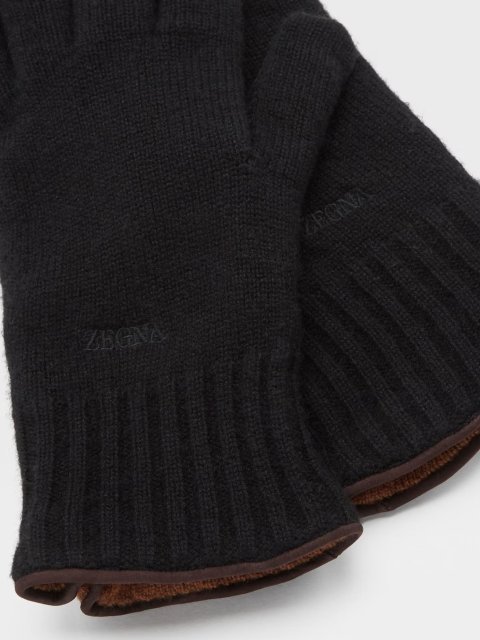 Черные перчатки ZEGNA из кашемира Oasi: фото 2 - Invogue