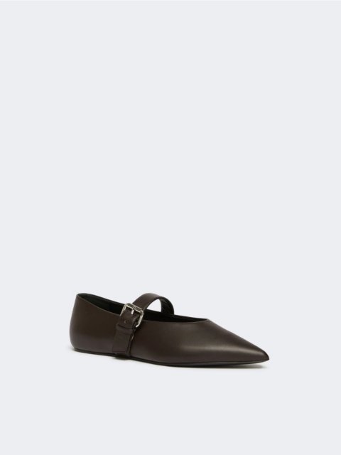 Темно-коричневі балетки Weekend Max Mara зі шкіри: фото 1 - Invogue