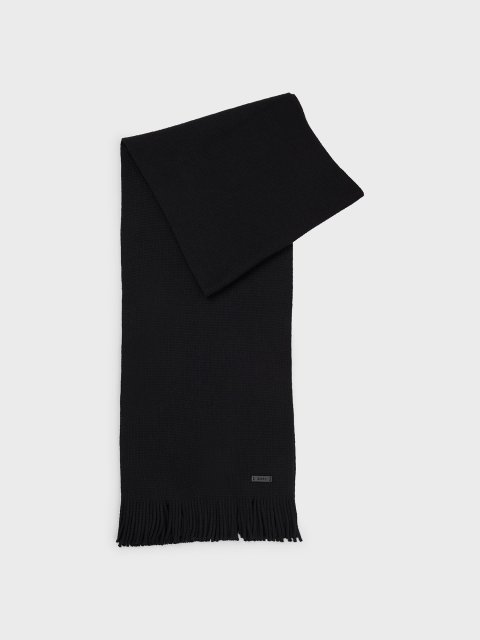 Черный шарф BOSS из натуральной шерсти: фото - Invogue