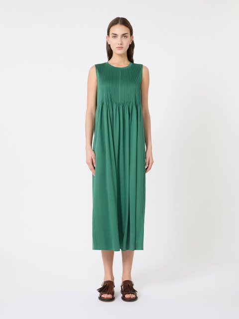 Зелена сукня Weekend Max Mara з бавовни з плісируванням: фото 1 - Invogue