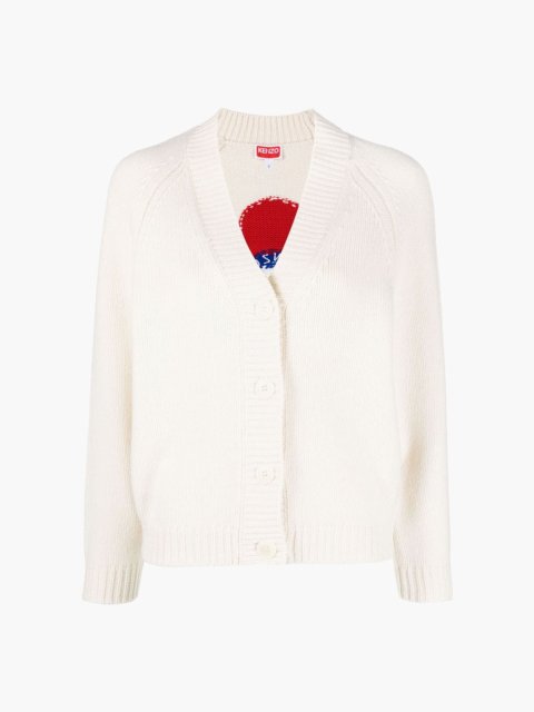 Білий кардиган KENZO на гудзиках з візерунком Boke Flower: фото - Invogue