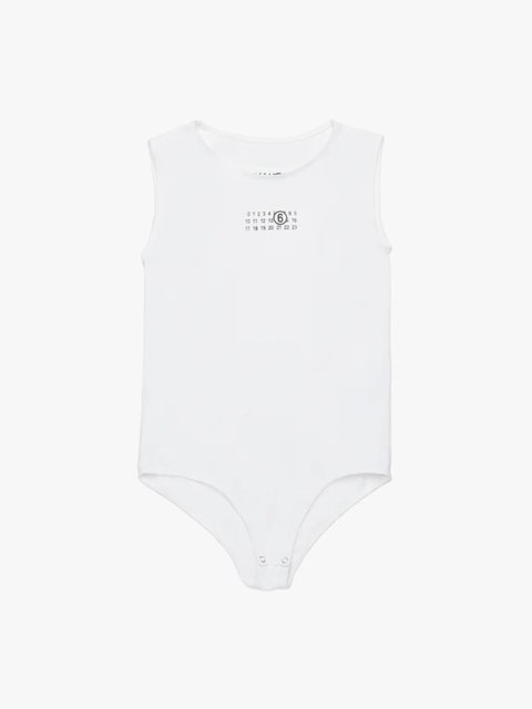 Белое хлопковое боди MM6 Maison Margiela Kids: фото - Invogue