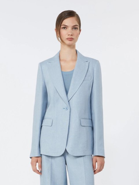 Блакитний жакет Weekend Max Mara з чистого льону: фото 2 - Invogue