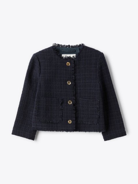 Темно-синій жакет IL GUFO твідовий: фото - Invogue