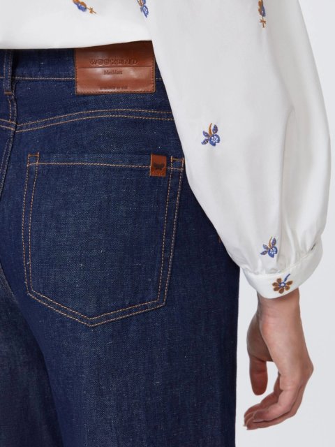 Темно-сині джинси Weekend Max Mara з бавовни та льону: фото 4 - Invogue