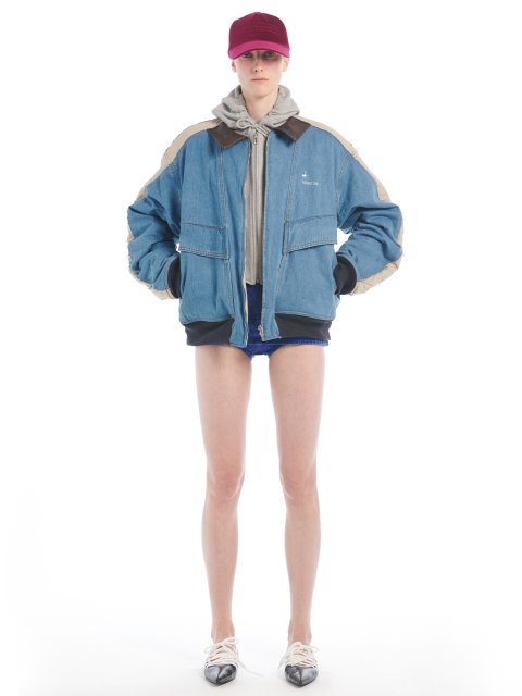 Синий бомбер Push Button джинсовый: фото 1 - Invogue