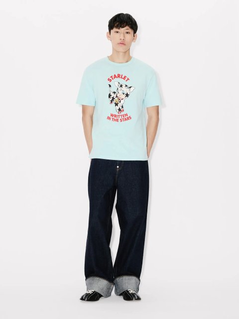 Блакитна футболка Kenzo з бавовни з принтом: фото 1 - Invogue
