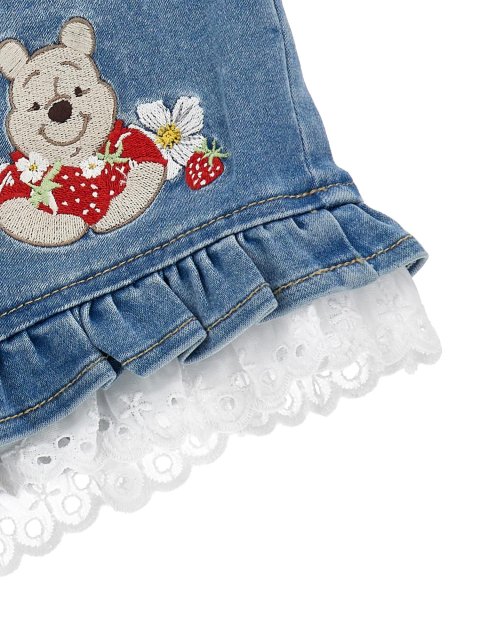 Джинсовые шорты Pooh Bear с двойными рюшами и вышивкой Monnalisa: фото 2 - Invogue