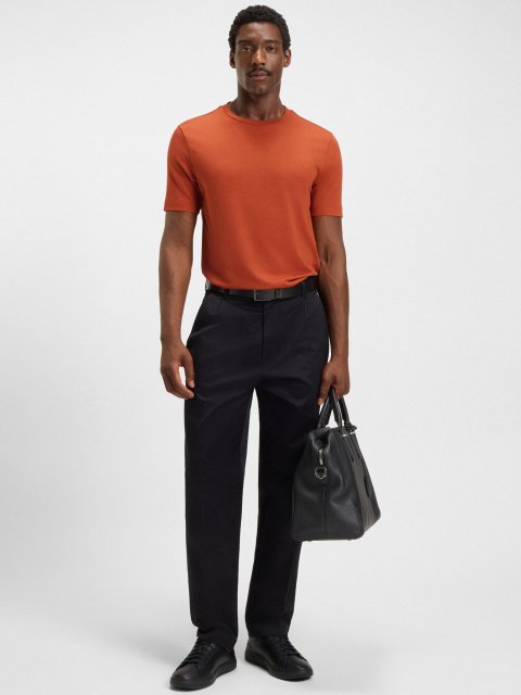 Оранжевая футболка BOSS из хлопка: фото 1 - Invogue