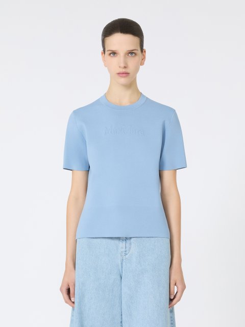 Блакитний светр MAX MARA з віскозної креп-пряжі: фото 2 - Invogue
