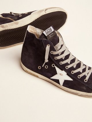 Темно-синие кеды Golden Goose из замши и кожи: фото 3 - Invogue