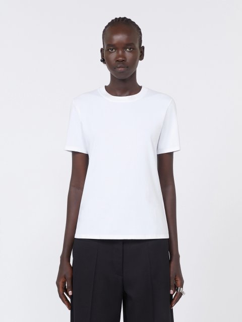 Белая футболка Sportmax из хлопка и эластана: фото 2 - Invogue
