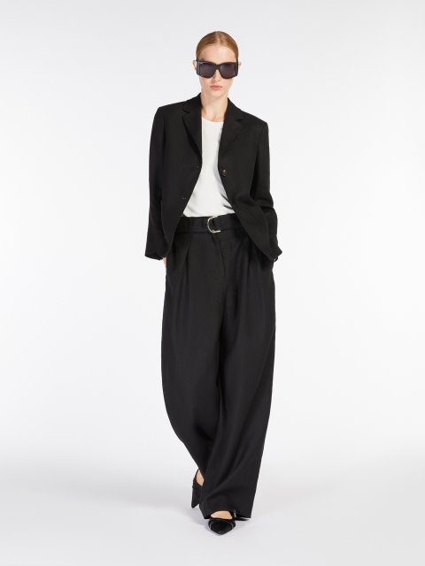 Чорний жакет Max Mara з щільного льону: фото 1 - Invogue