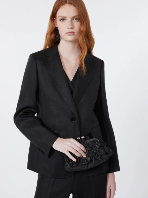 Чорний жакет Weekend Max Mara з льону: фото 4 - Invogue