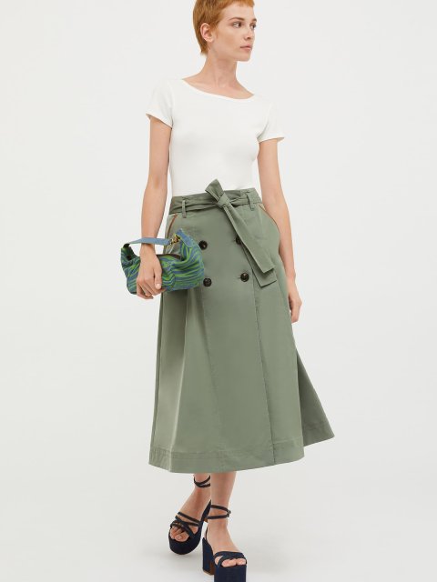 Спідниця міді кольору хакі MAX&CO : фото 4 - Invogue