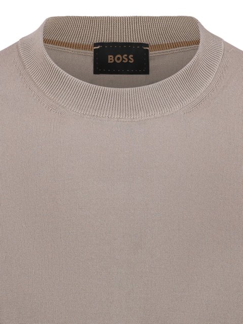 Темно-бежева футболка BOSS з шовку з додаванням бавовни: фото 2 - Invogue