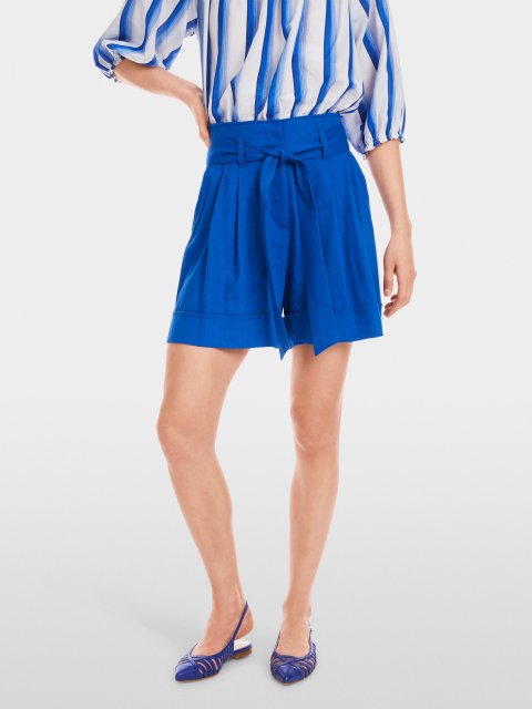 Синие шорты Marc Cain из смеси льна и вискозы: фото 3 - Invogue