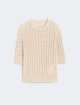 Бежевый свитер с фактурной вязкой Max Mara из льна: фото - Invogue