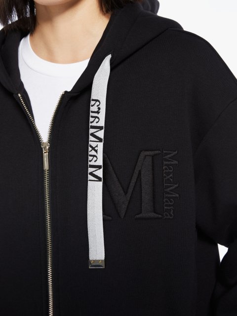 Черная длинная толстовка Max Mara с капюшоном на шнурке: фото 3 - Invogue