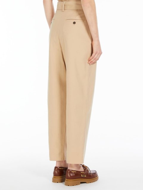 Бежевые брюки WEEKEND MAX MARA из хлопка: фото 2 - Invogue
