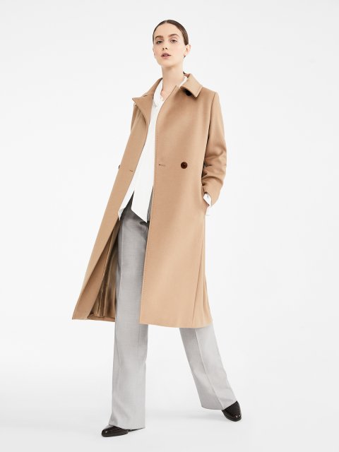 Темно-бежеве пальто MAX MARA з чистої вовни: фото 1 - Invogue