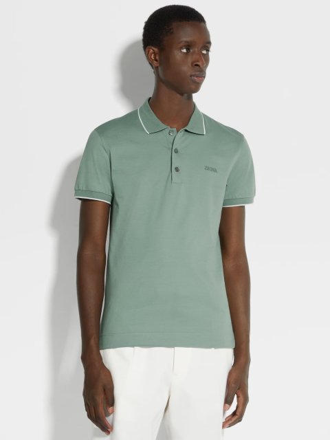 Зеленое поло ZEGNA с логотипом: фото 1 - Invogue
