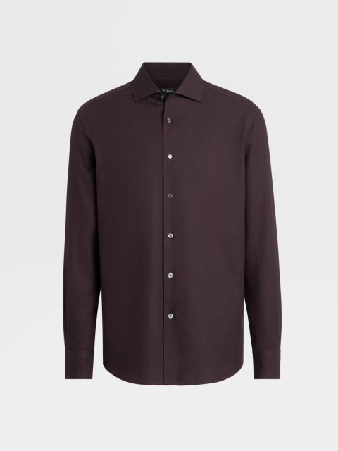 Темно-коричнева сорочка Zegna з бленду бавовни та кашеміру: фото - Invogue