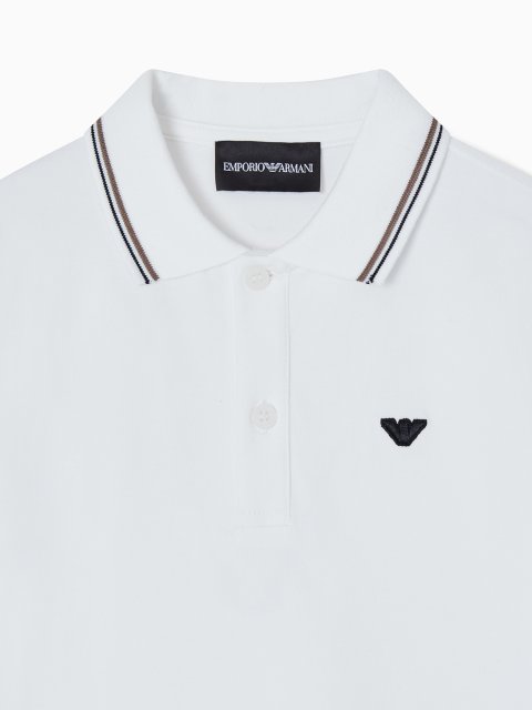 Поло из эластичного пике Emporio Armani Kids: фото 1 - Invogue