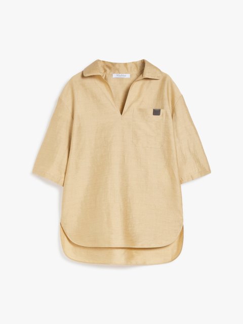 Золота сорочка Max Mara з суміші льону та шовку: фото - Invogue