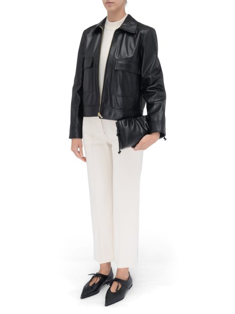 Чорна куртка MAX MARA зі шкіри: фото 1 - Invogue