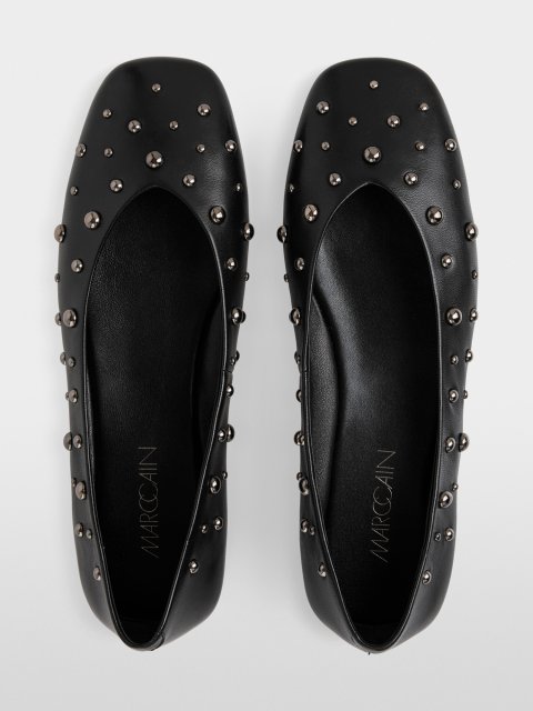 Кожаные балетки Marc Cain с заклепками: фото 4 - Invogue